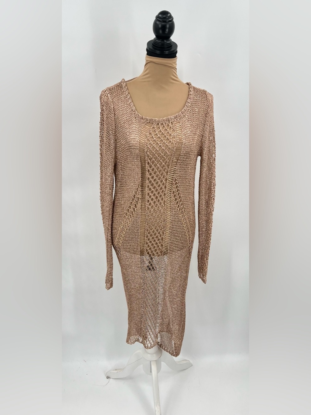 Metallic Crochet Swim Cover Up L/XL Resort Vacation Beach Club pool eurosummer